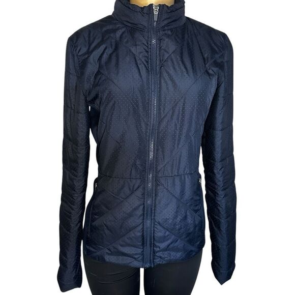 Fabletics Navy Blue Quilted Puffer Jacket zip up Coat size small - Picture 4 of 9